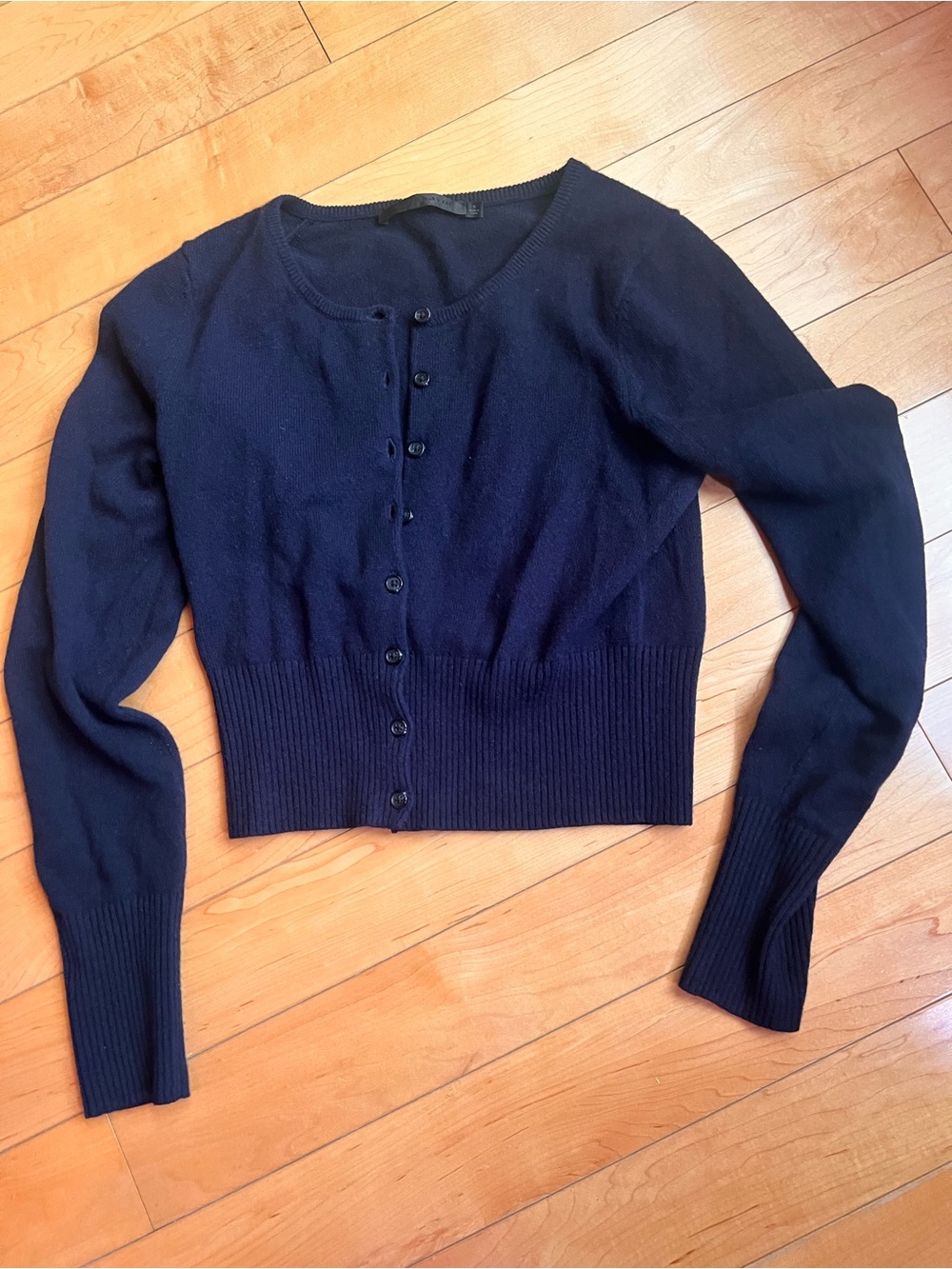 Jenni Kayne Navy Button-Front Cropped Cardigan